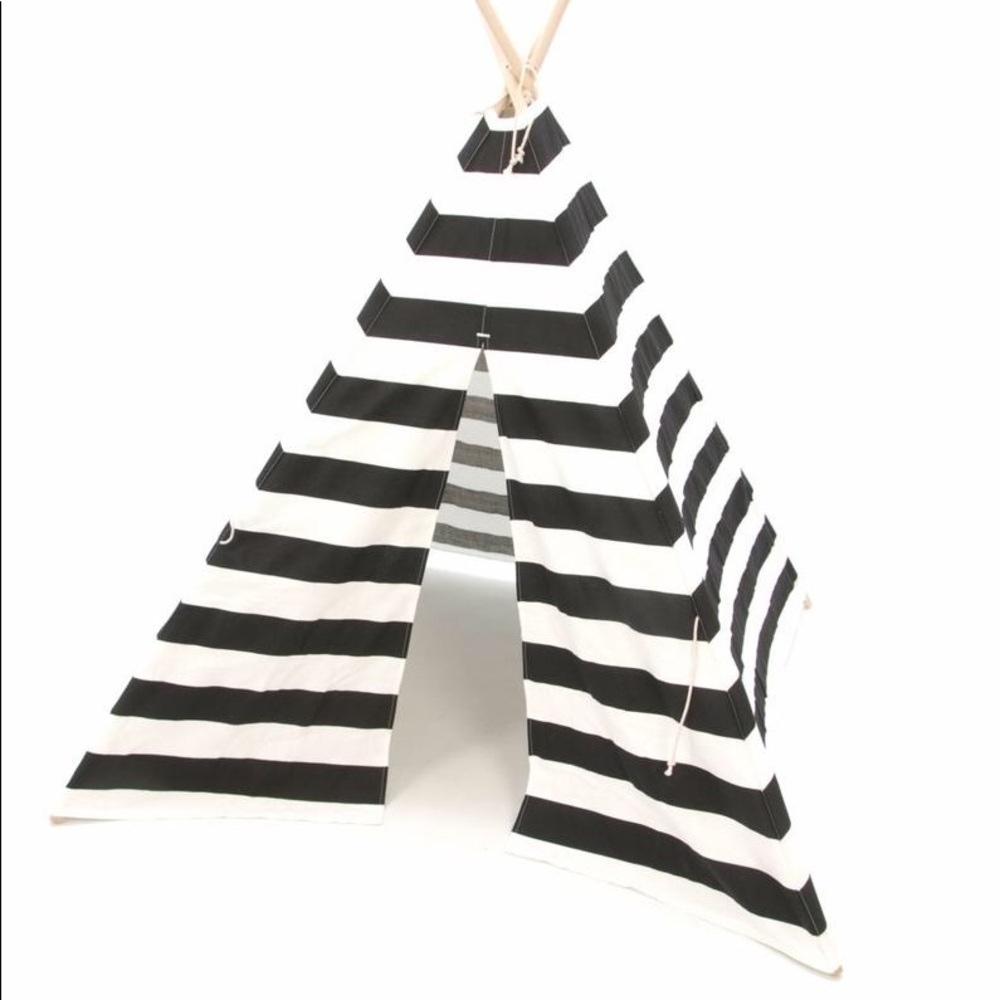 NWT Teepee Play Tent / Black & Natural Stripe